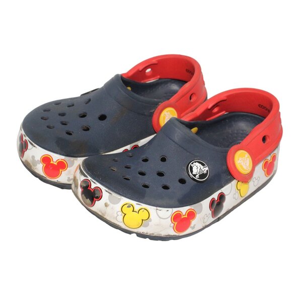 Crocs Fun Lab Mickey Lights Clog Sz C 7 Navy Red Kids Preschool Sandals Disney - Picture 4 of 9